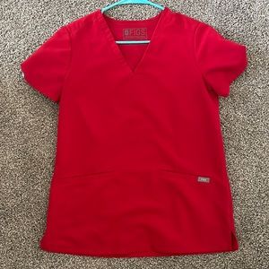 Figs red scrub top